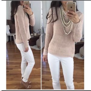 J. Crew knit pullover sweater beige pink textured
